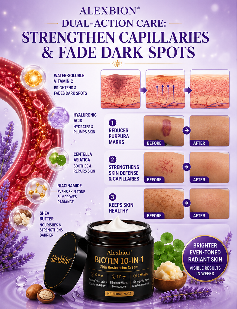 Brightens Dark Spots, Purpura & Evens Out Uneven Skin Tone